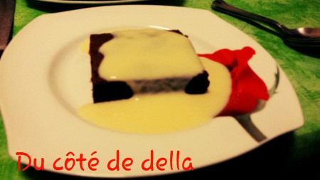 Brownie à la crème anglaise